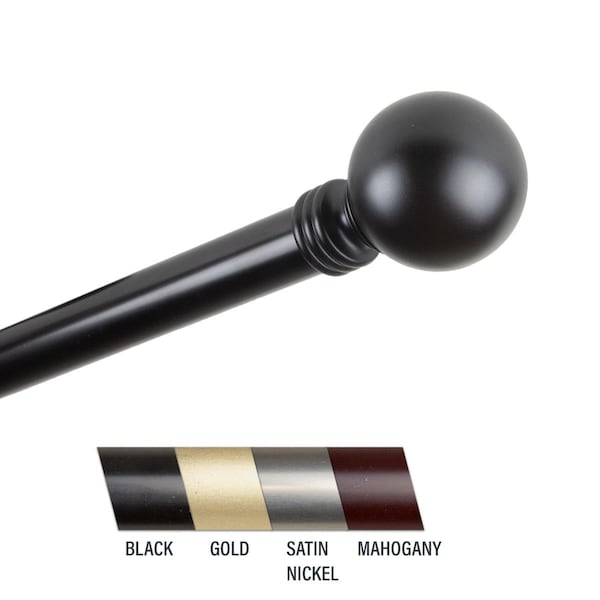 Central Design Globus 1 in. Curtain Rod; 160-240 in. - Black 100-01-1602 - main